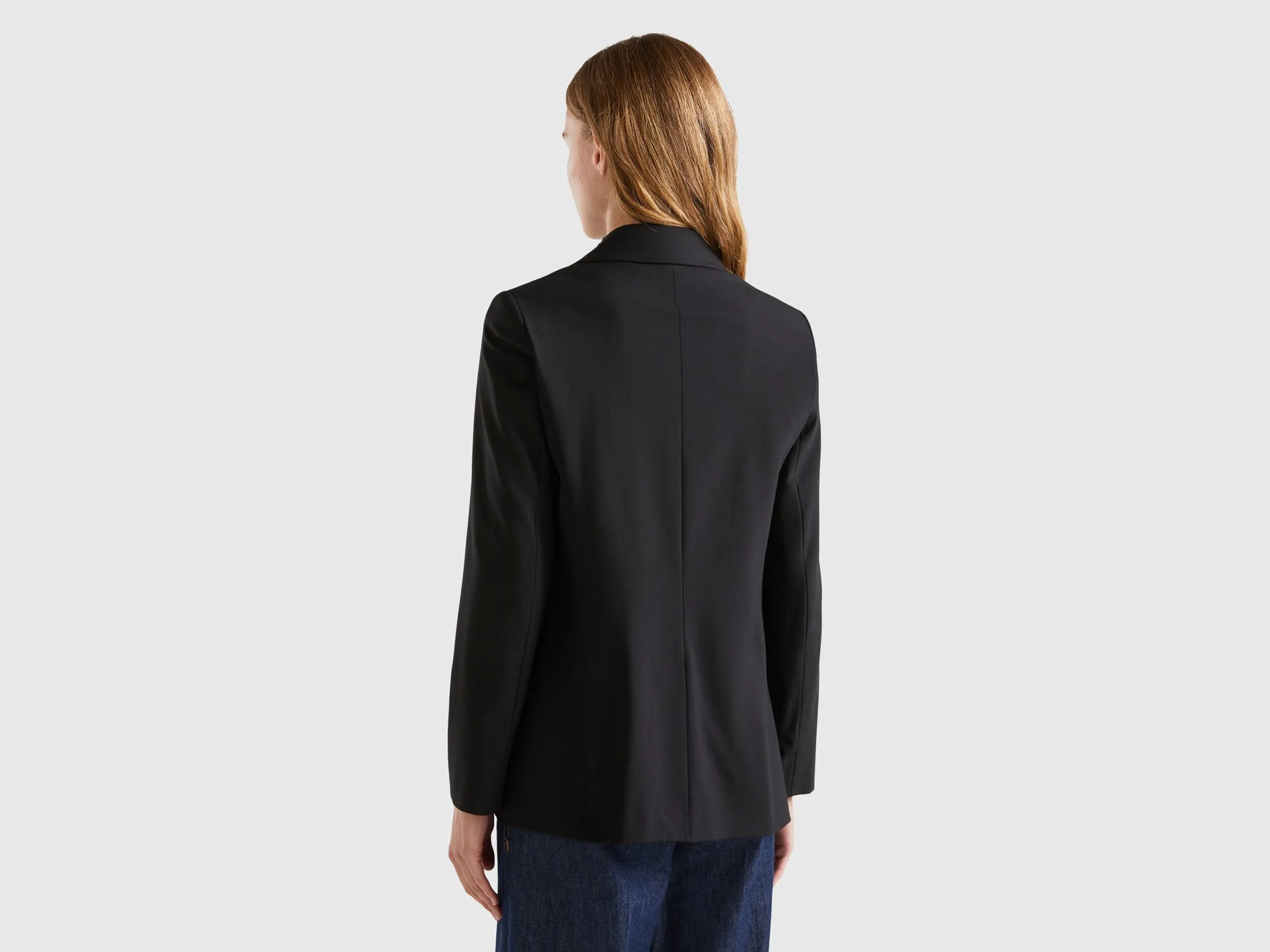 Blazer in stretch viscose blend - Black | Benetton