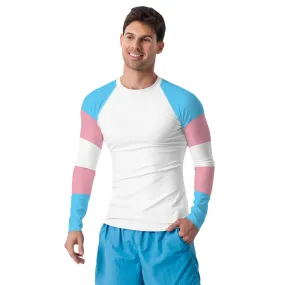 Blue Pink White Pride Sleeves Light Compression Fit Boyfriend Base Layer Shirt