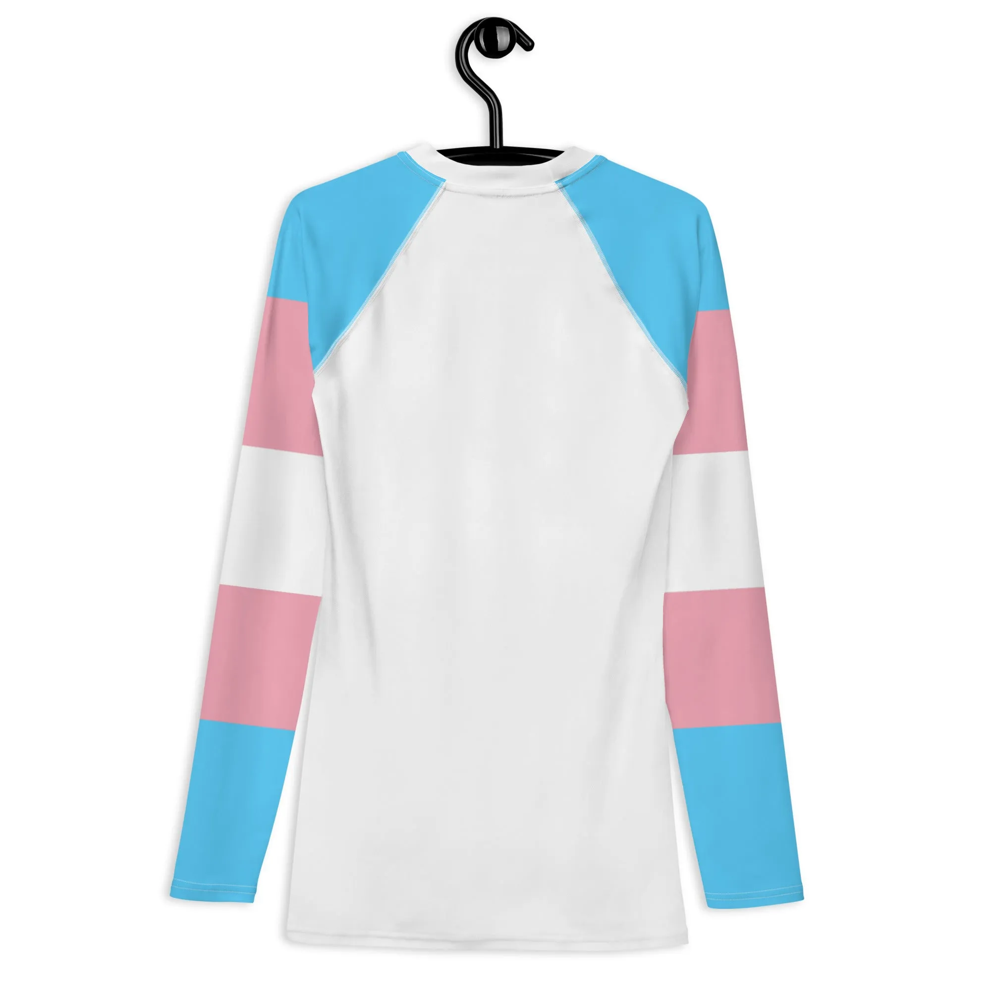 Blue Pink White Pride Sleeves Light Compression Fit Boyfriend Base Layer Shirt