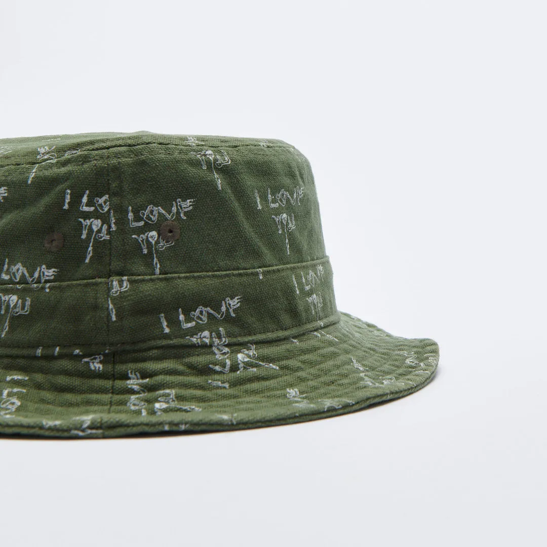 Bob Fucking Awesome – I Love You Twill Bucket Hat (Green)