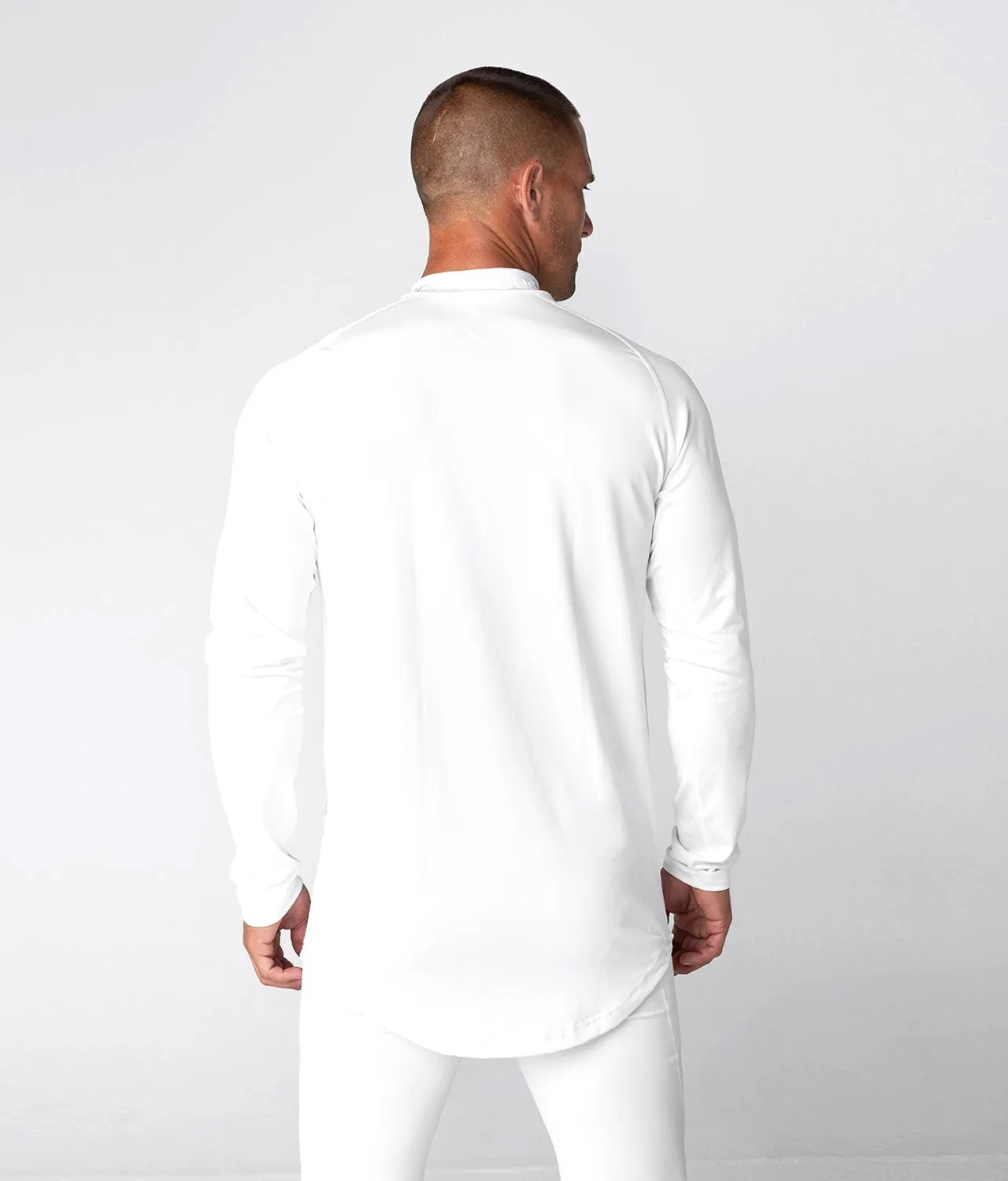 Born Tough Mock Neck Long Sleeve Base Layer Athletic Shirt For Men White