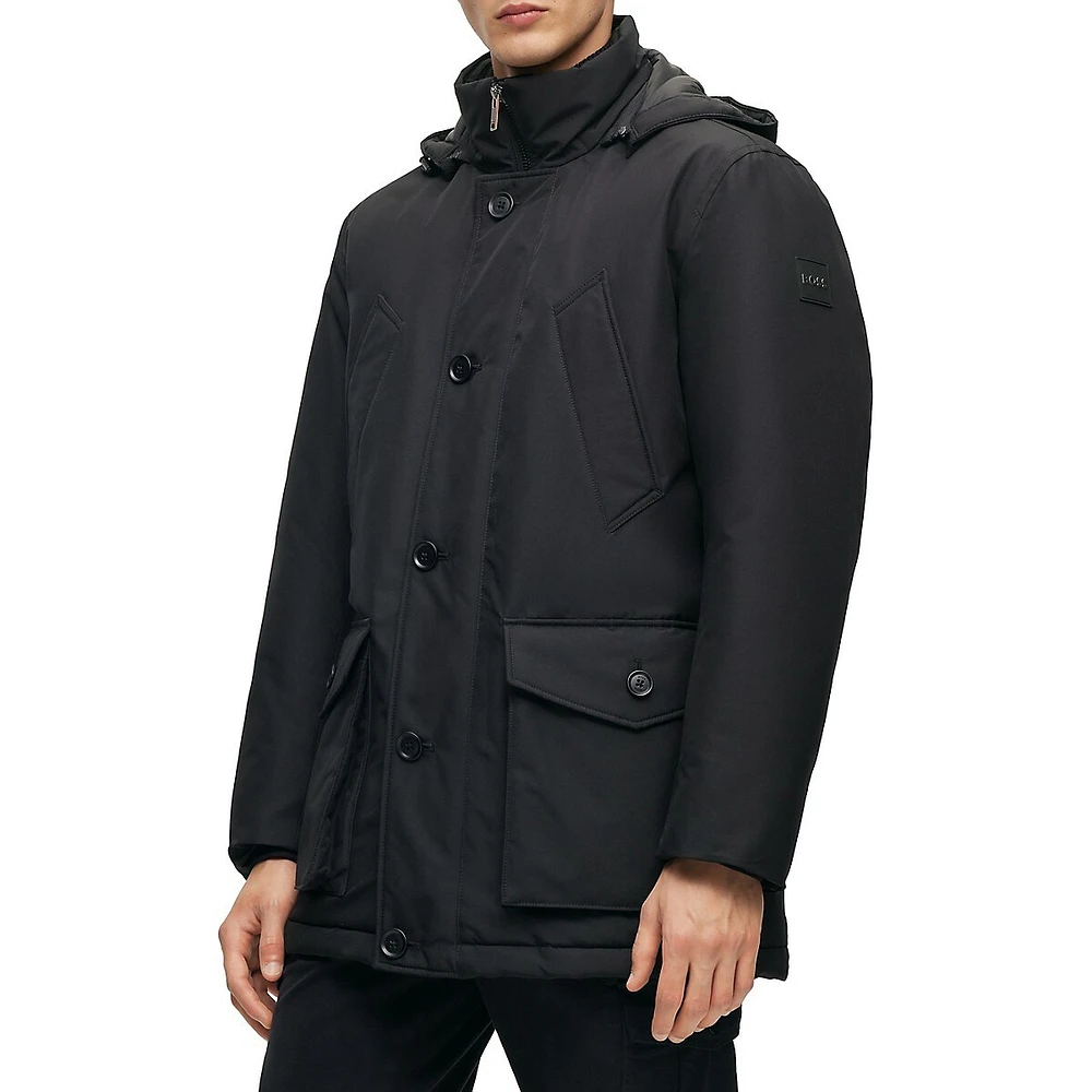 BOSS Relaxed-Fit Parka Water-Repellent Ottoman Fabric