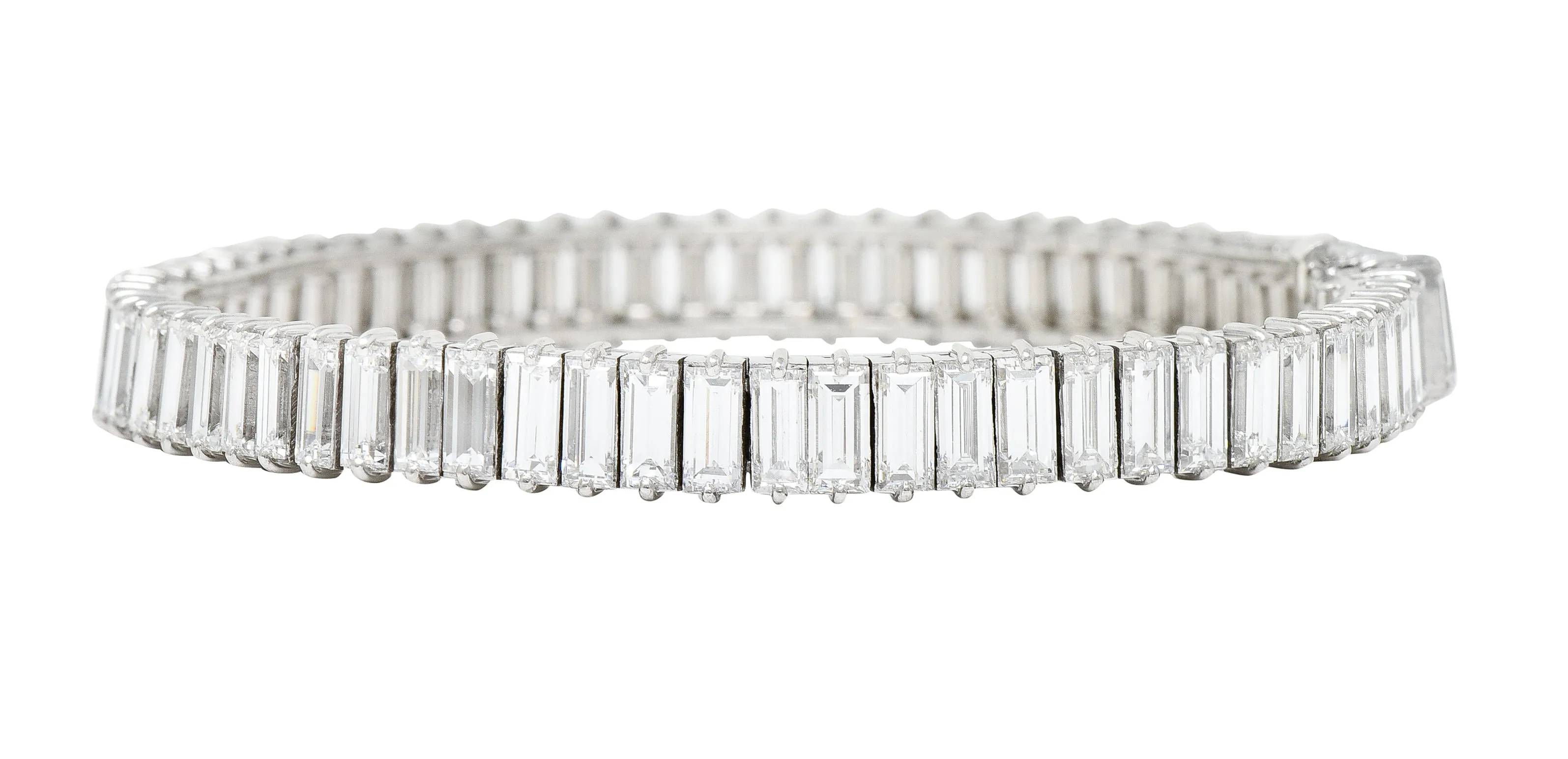 Boucheron Paris Mid-Century 17.00 CTW Baguette Diamond Platinum Line Bracelet