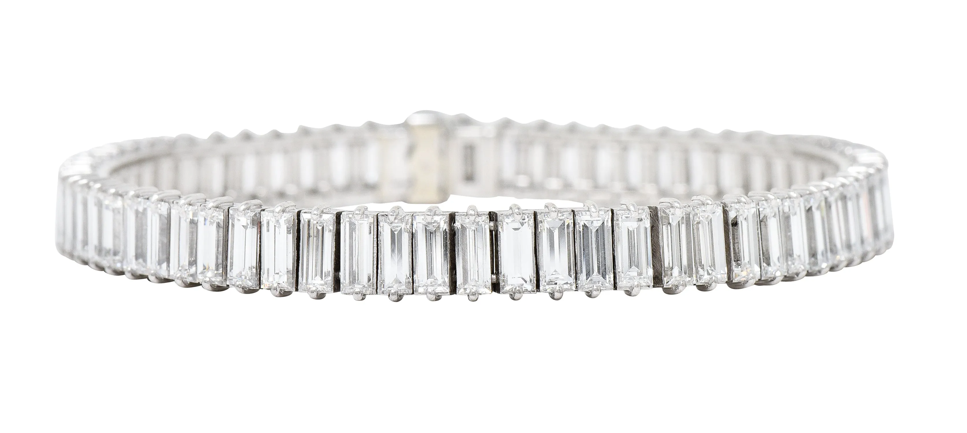 Boucheron Paris Mid-Century 17.00 CTW Baguette Diamond Platinum Line Bracelet