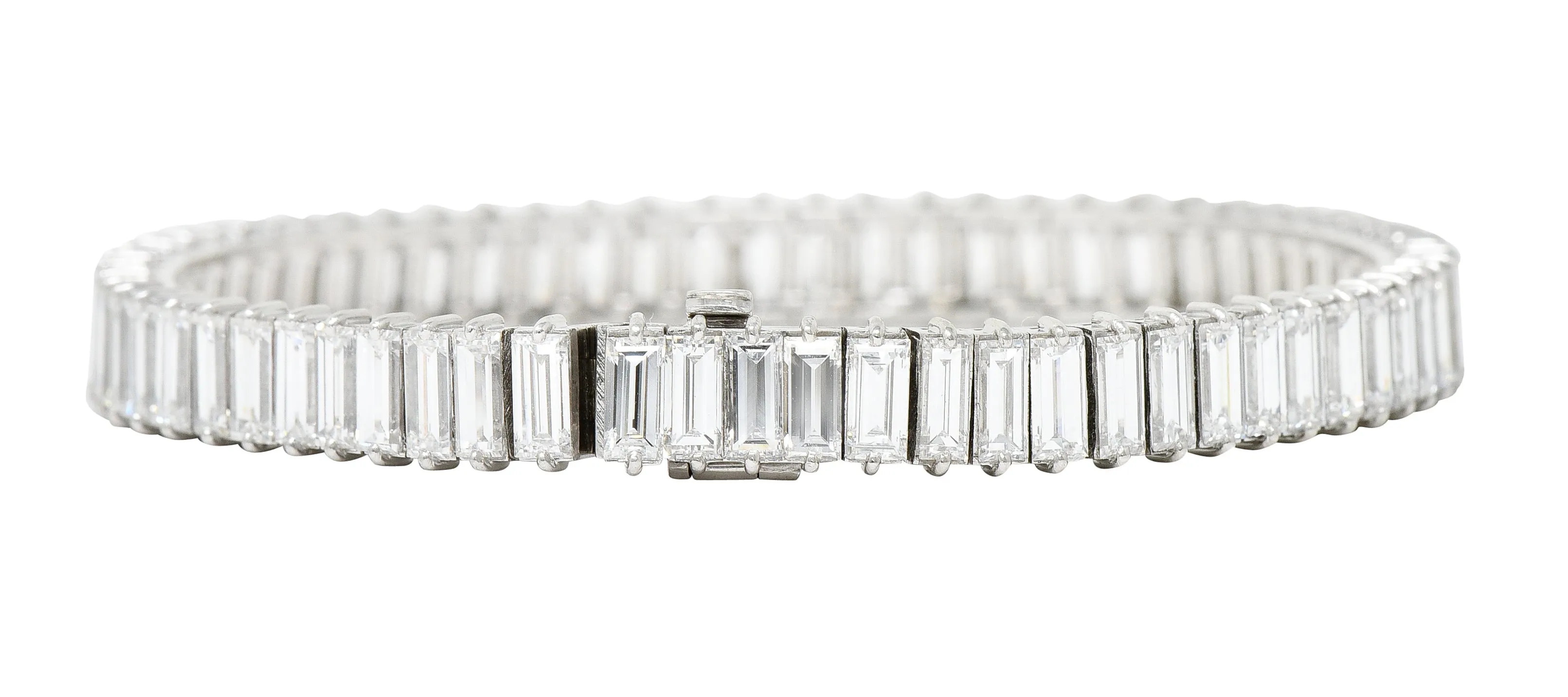 Boucheron Paris Mid-Century 17.00 CTW Baguette Diamond Platinum Line Bracelet