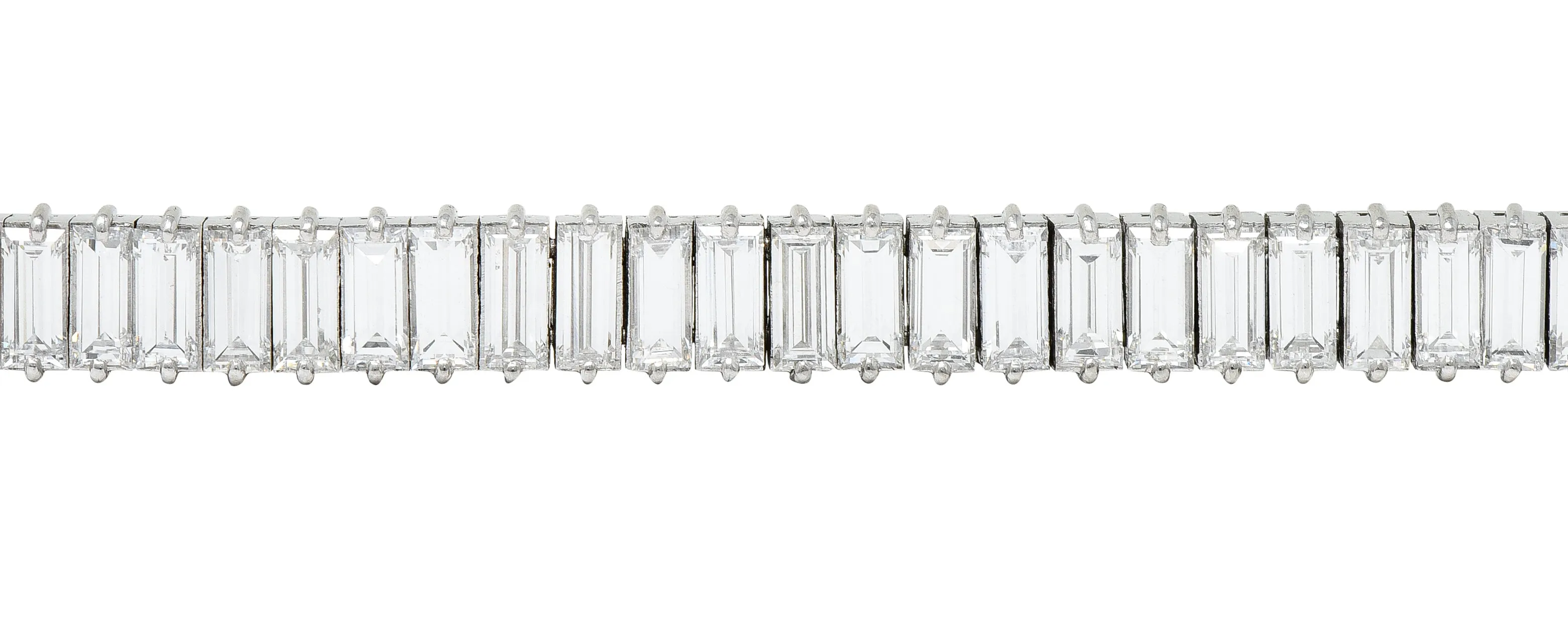 Boucheron Paris Mid-Century 17.00 CTW Baguette Diamond Platinum Line Bracelet