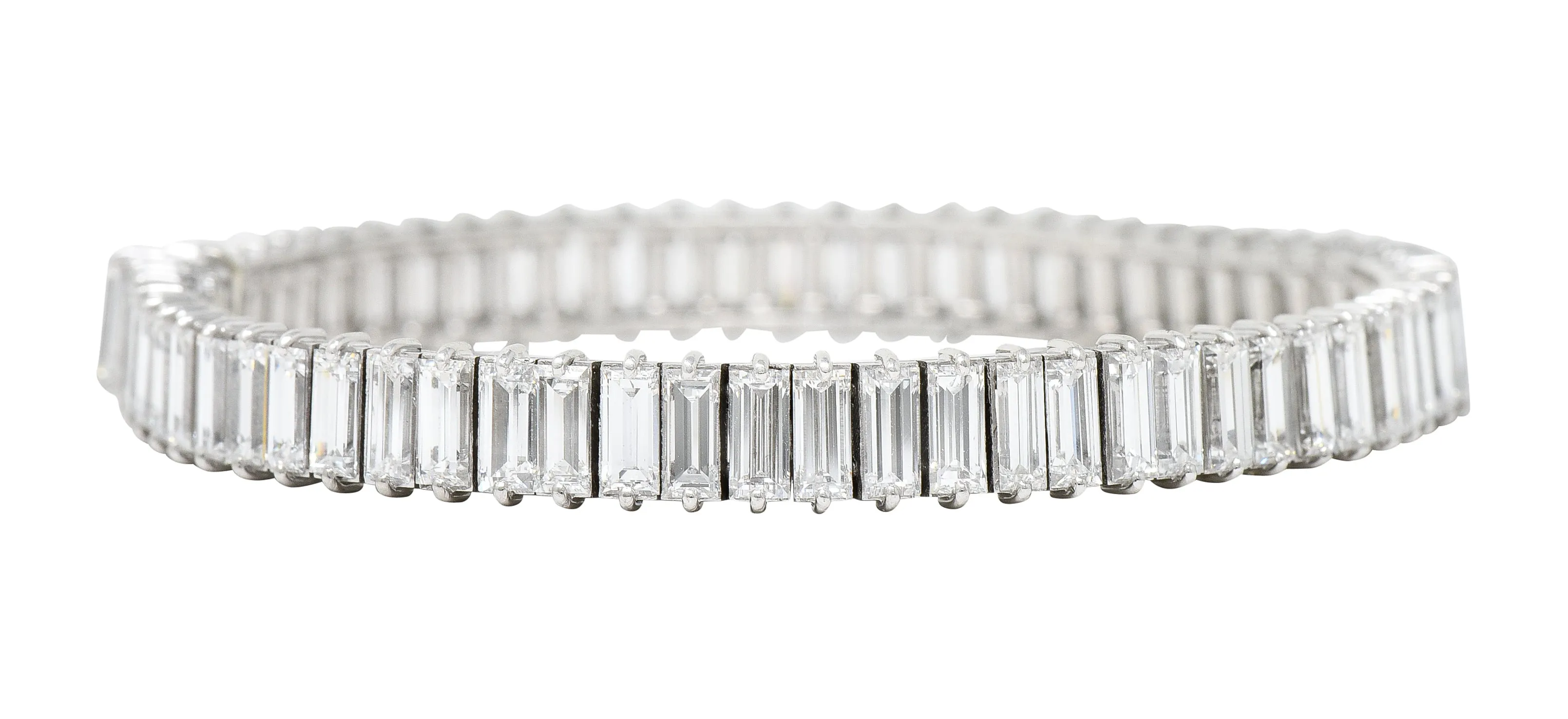 Boucheron Paris Mid-Century 17.00 CTW Baguette Diamond Platinum Line Bracelet