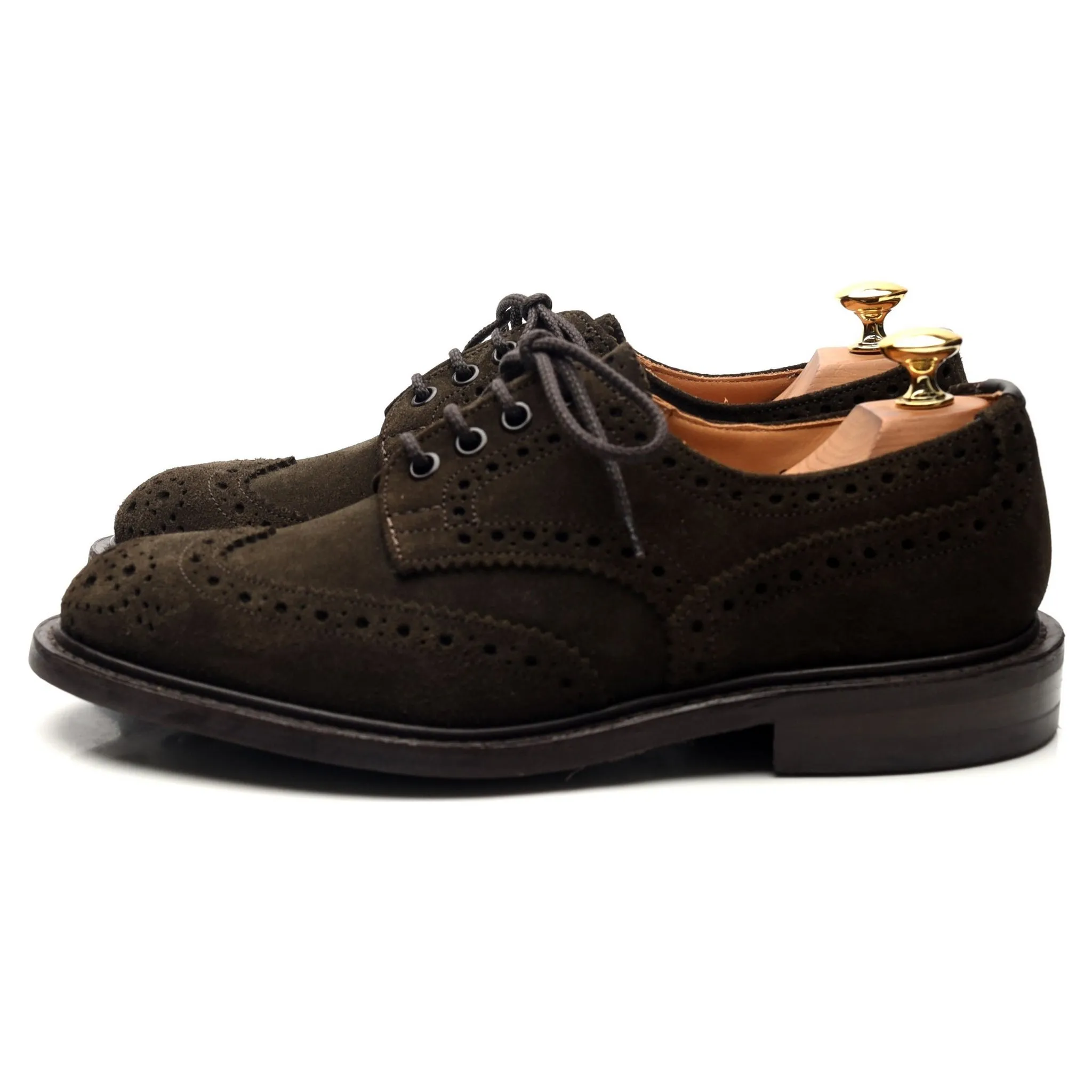 'Bourton' Dark Green Suede Derby Brogues UK 6.5