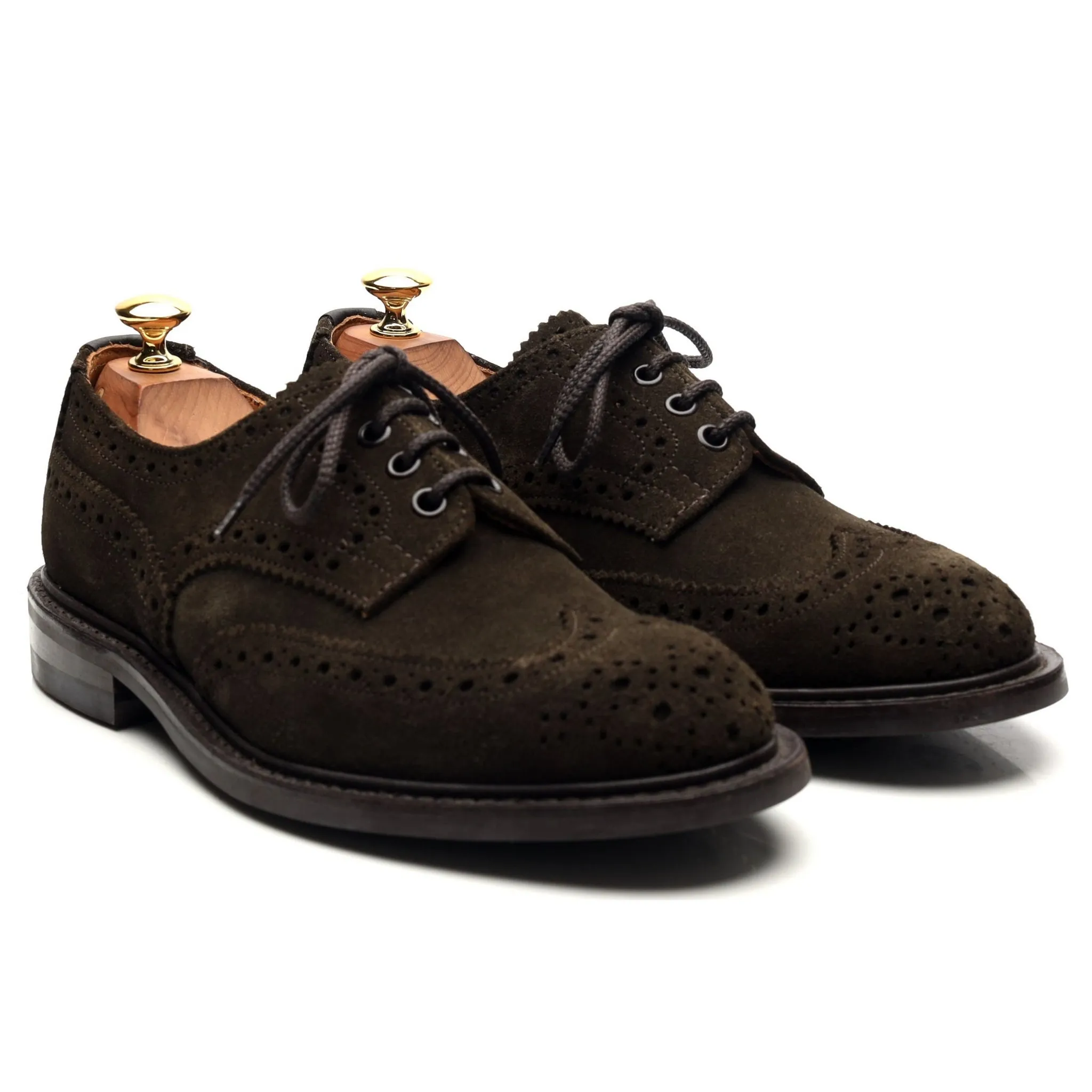 'Bourton' Dark Green Suede Derby Brogues UK 6.5