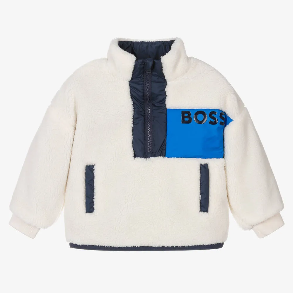 Boys Ivory Sherpa Fleece Sweatshirt