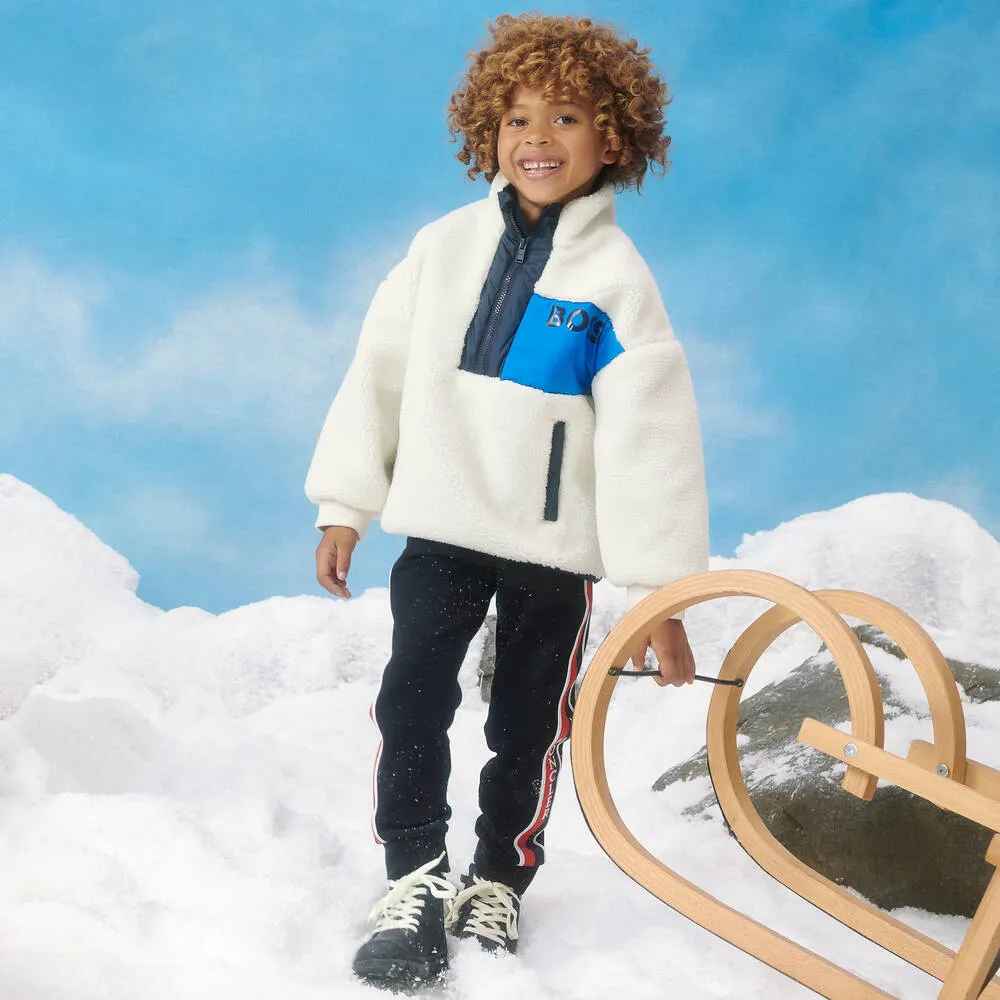 Boys Ivory Sherpa Fleece Sweatshirt