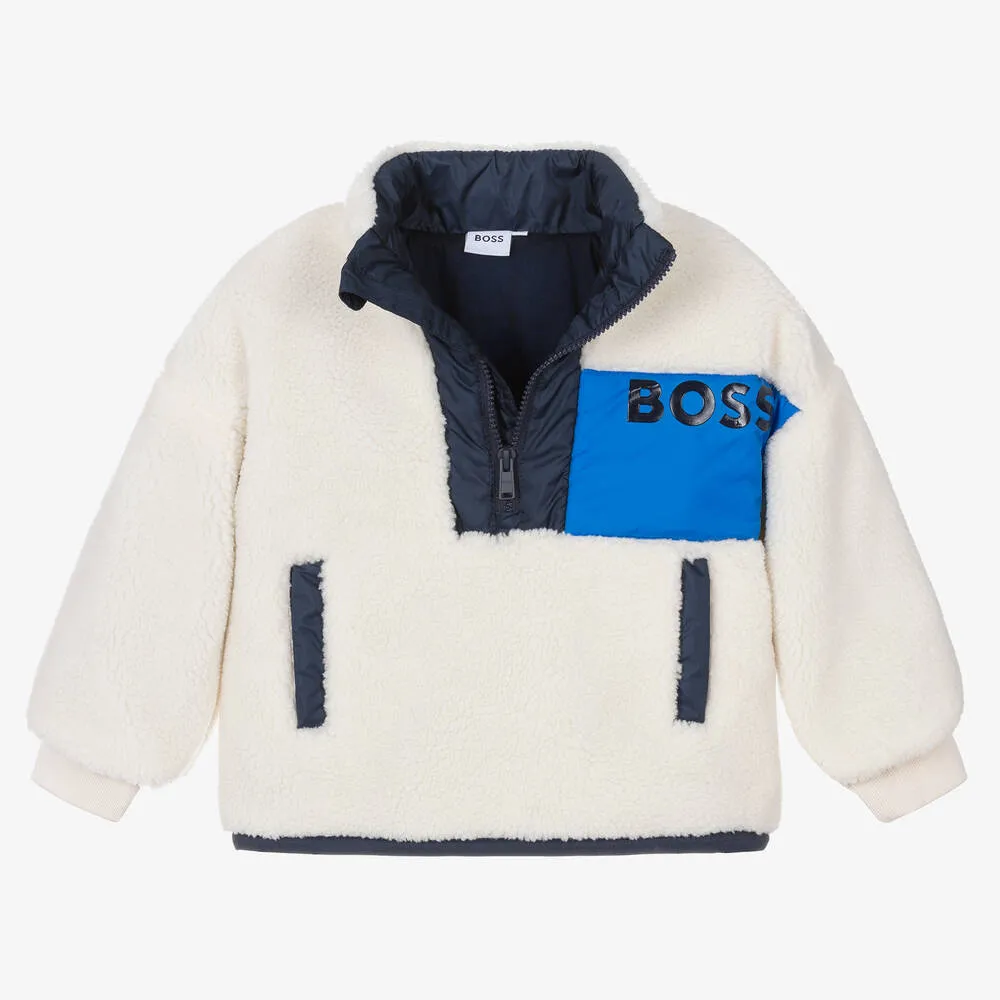 Boys Ivory Sherpa Fleece Sweatshirt