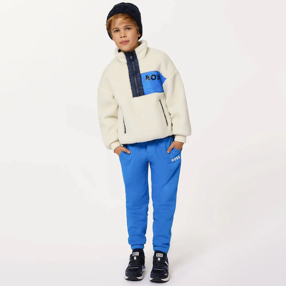 Boys Ivory Sherpa Fleece Sweatshirt