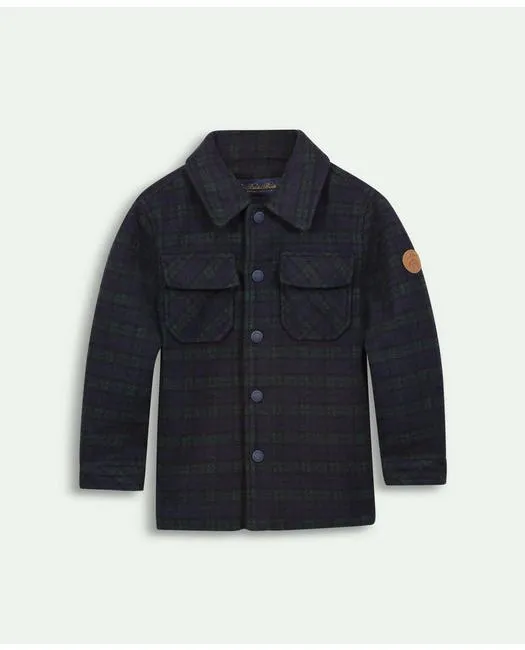 Brooks Brothers Boys Plaid Shacket Navy