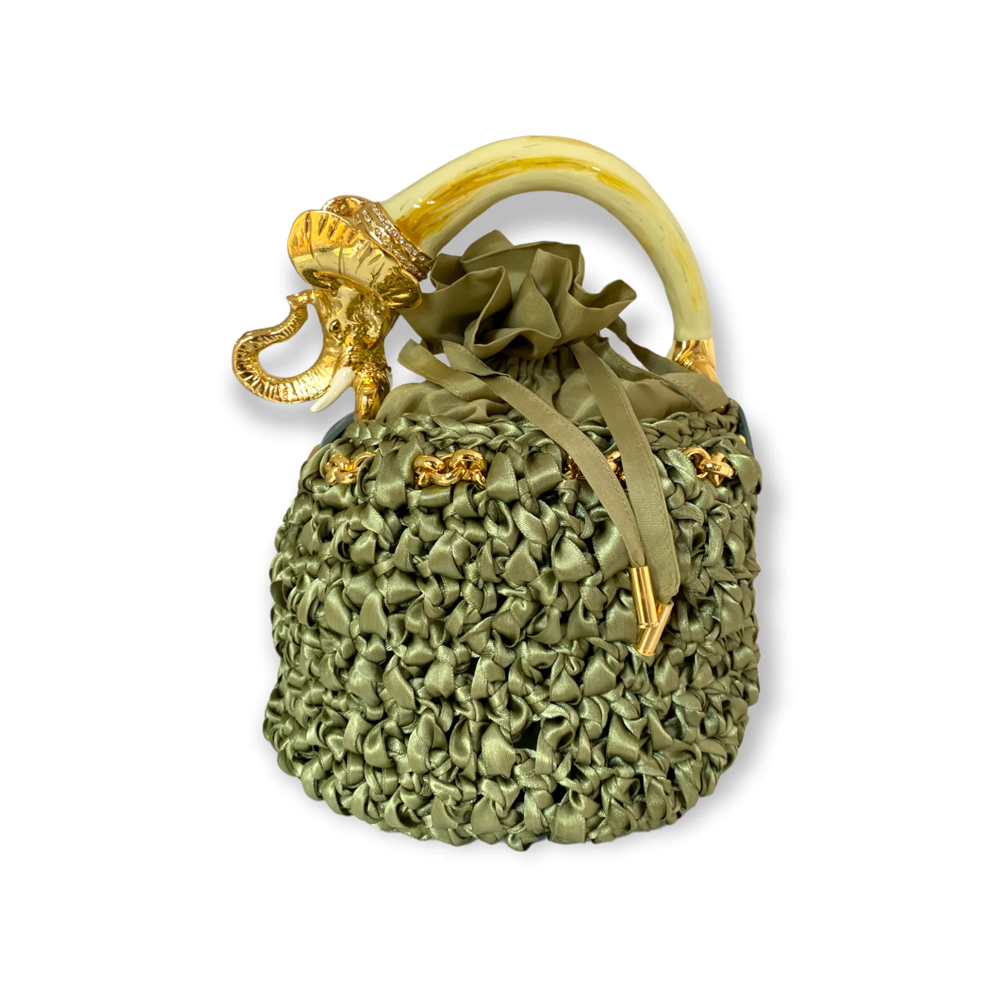 Bucket with Handle Ornated with a Elephant Made in Italy