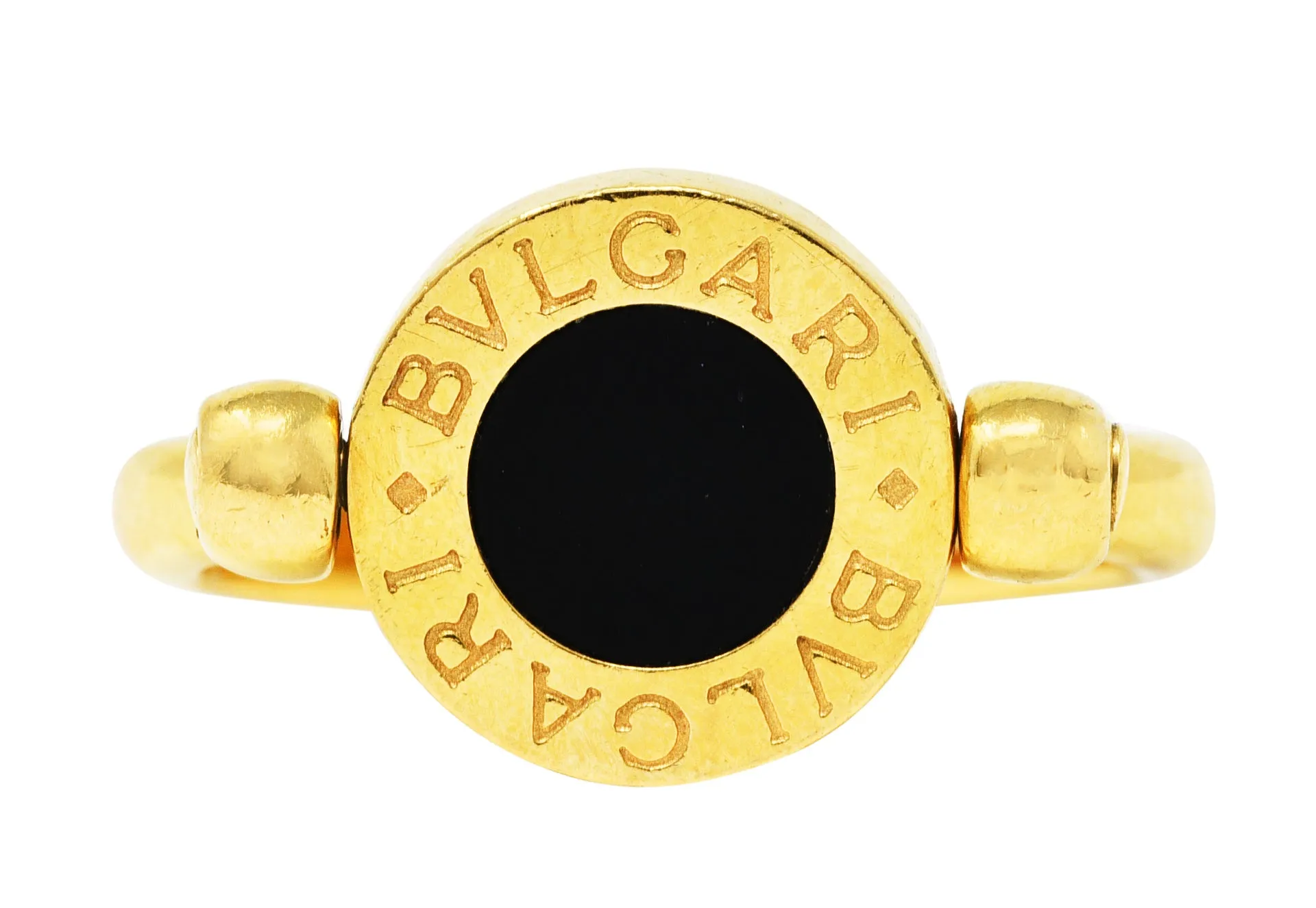 Bulgari Coral Onyx 18 Karat Yellow Gold Flip Band Ring