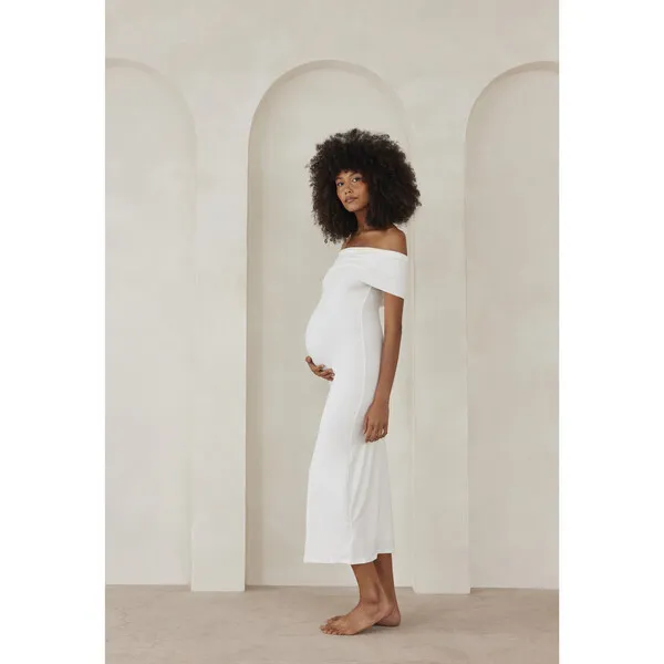 Bumpsuit The Bianca Off-Shoulder Maternity Dress, Ivory