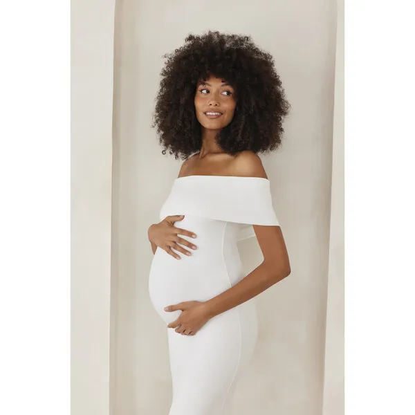 Bumpsuit The Bianca Off-Shoulder Maternity Dress, Ivory