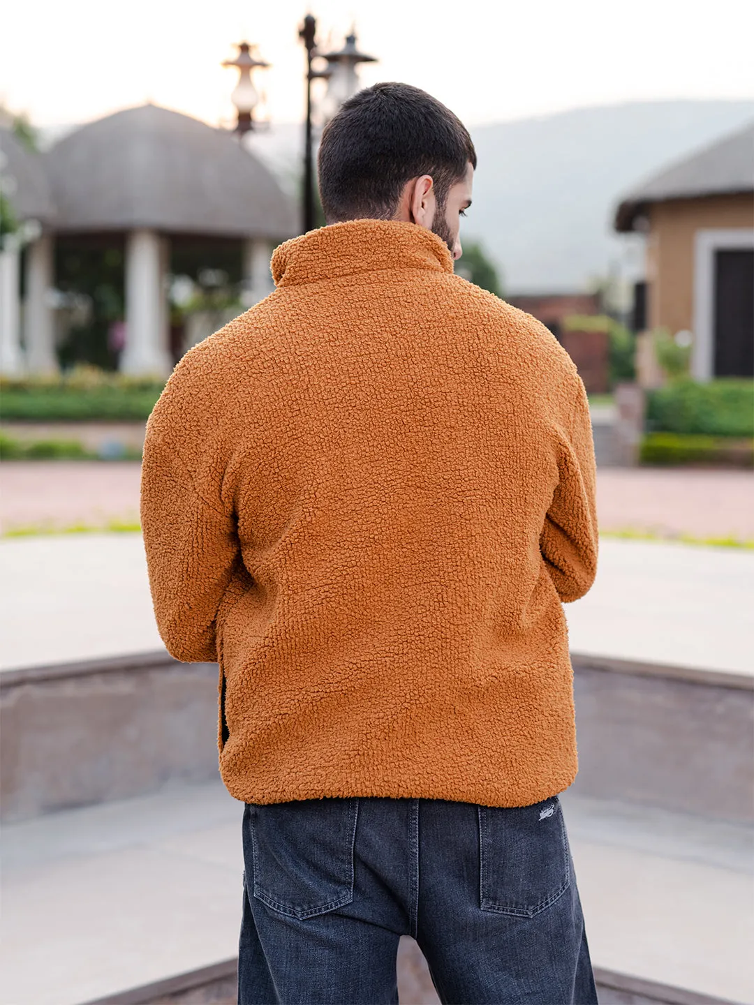 Burnt Orange S Fleece Sherpa Sweatshirt