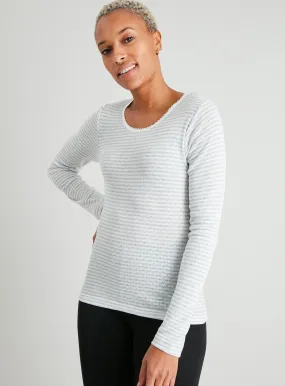 Buy Grey & Cream Pointelle Long Sleeve Thermal Top 2 Pack - 16 | Thermals | Tu