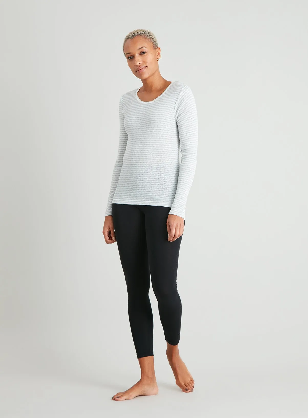 Buy Grey & Cream Pointelle Long Sleeve Thermal Top 2 Pack - 16 | Thermals | Tu