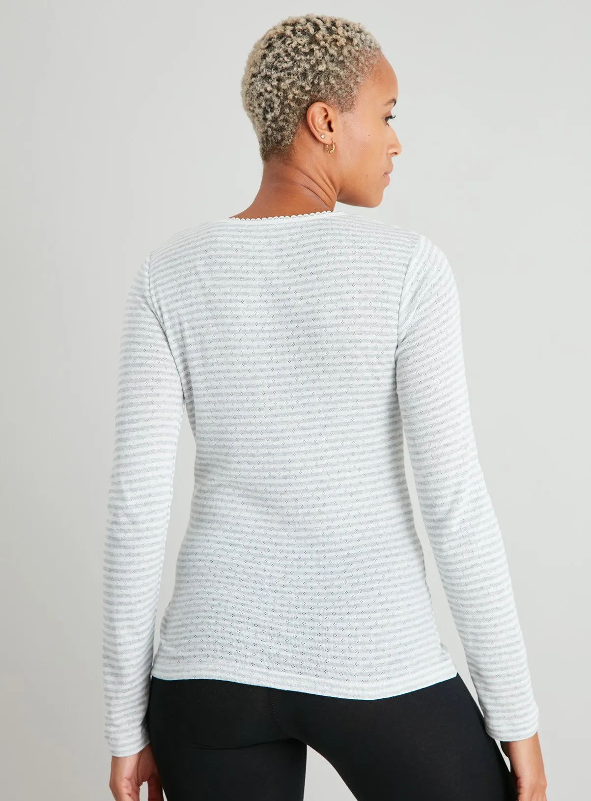 Buy Grey & Cream Pointelle Long Sleeve Thermal Top 2 Pack - 16 | Thermals | Tu