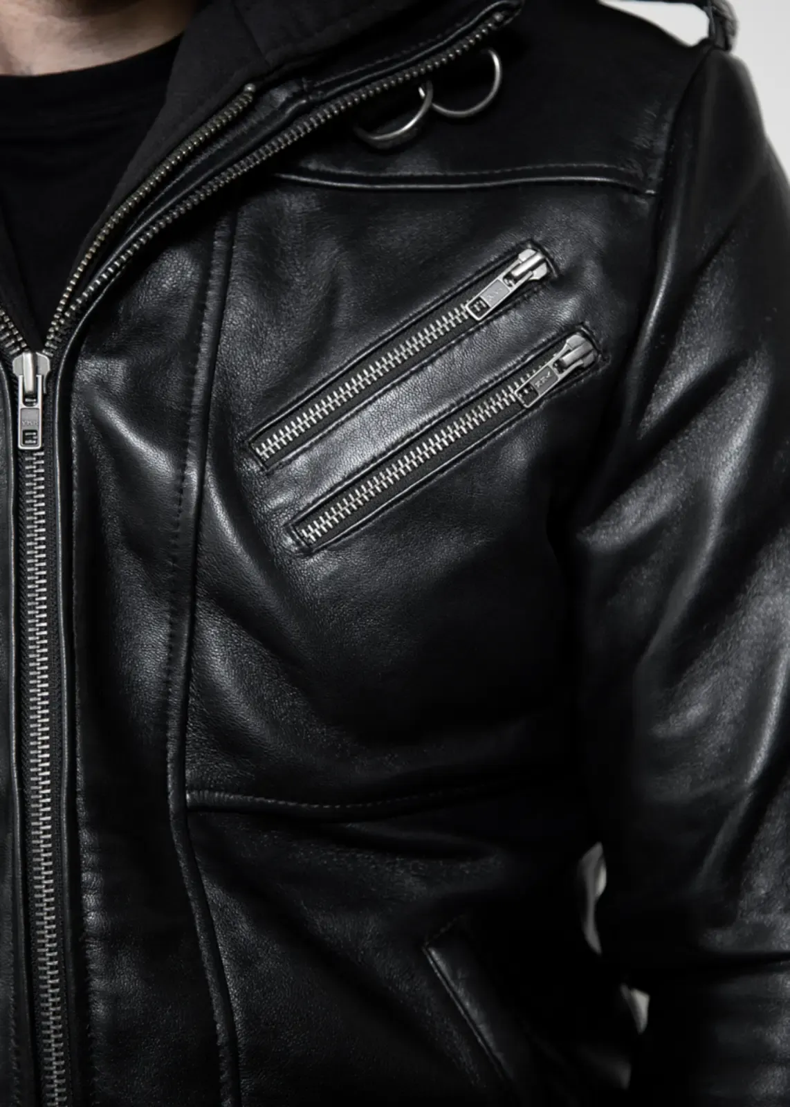 Buy Mens Onyx Black Hooded Leather Jacket | Luca Designs