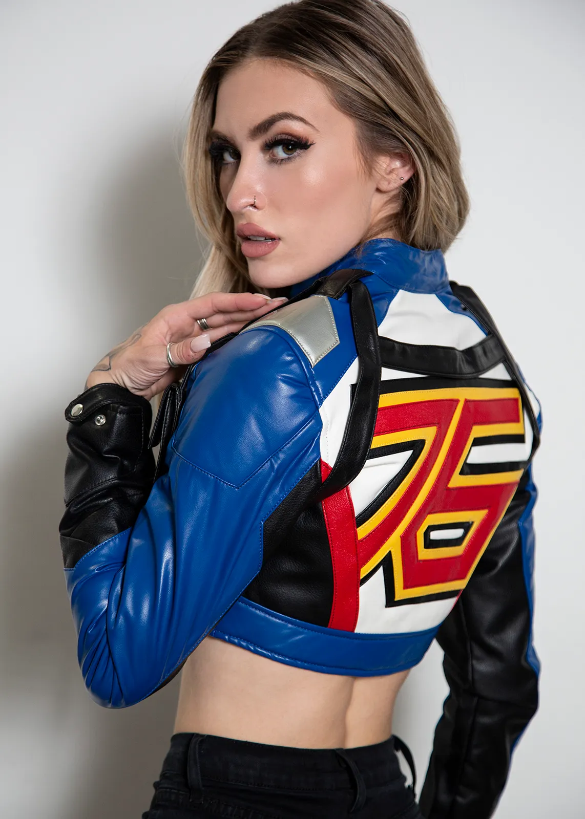 Buy Womens Soldier 76 Crop Top Leather Jacket | LucaJackets