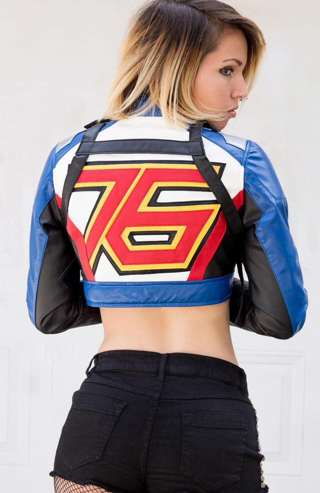 Buy Womens Soldier 76 Crop Top Leather Jacket | LucaJackets