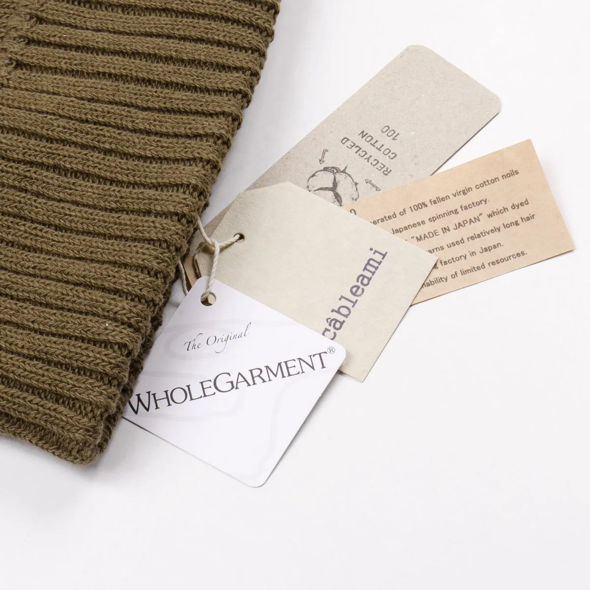 cableami - Recycled Cotton Rib Stitch Beanie - Olive