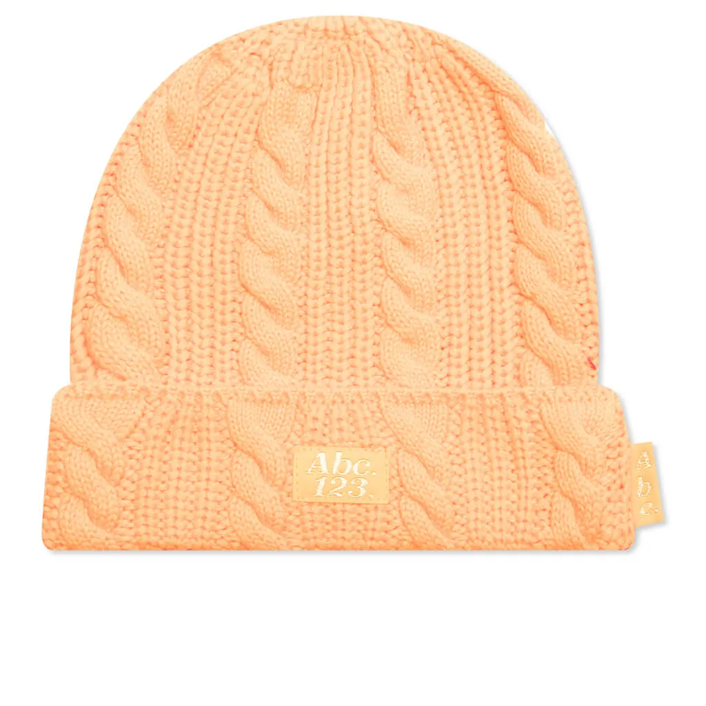 Cableknit Beanie - Carnelian Orange