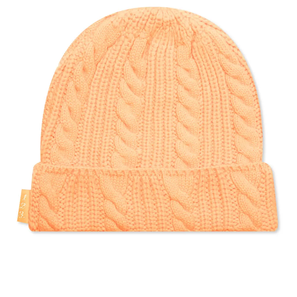 Cableknit Beanie - Carnelian Orange