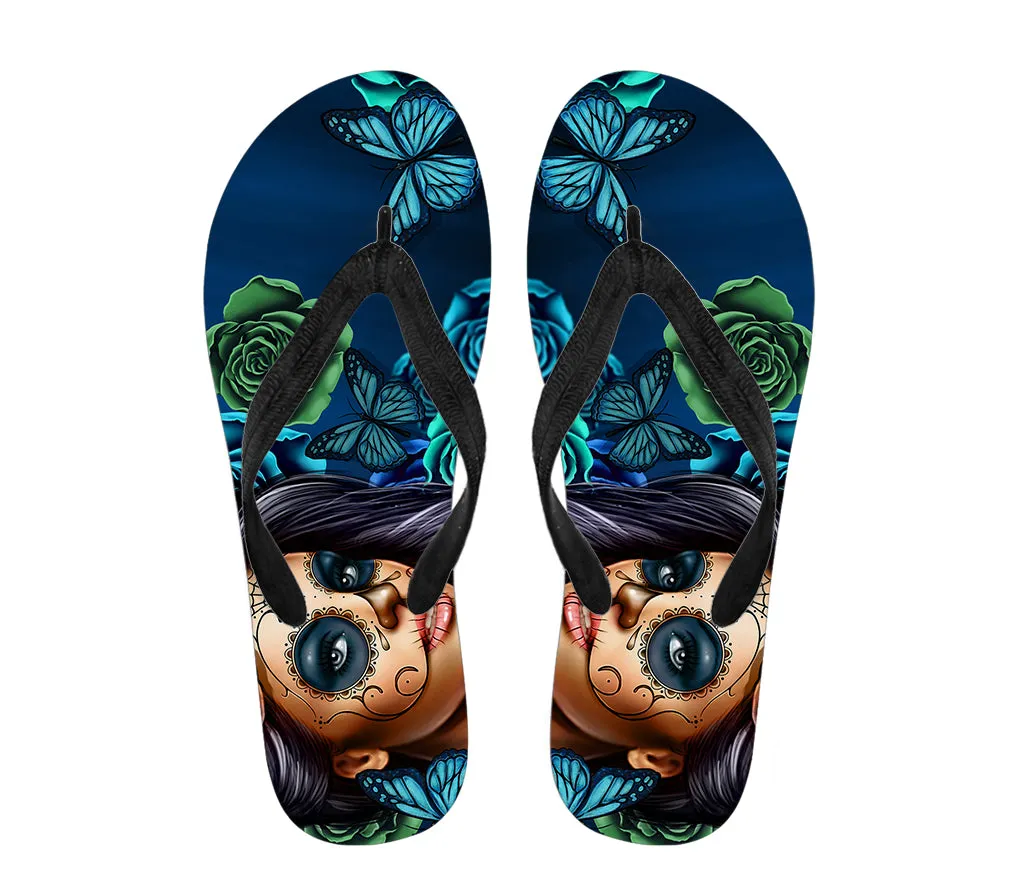 Calavera Sugar Skull Flip Flops