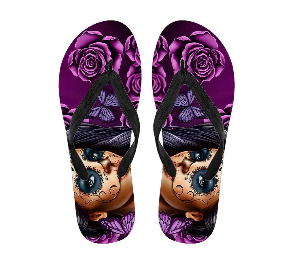 Calavera Sugar Skull Flip Flops