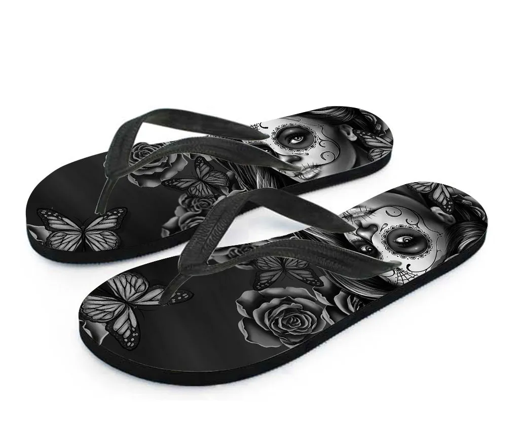 Calavera Sugar Skull Flip Flops