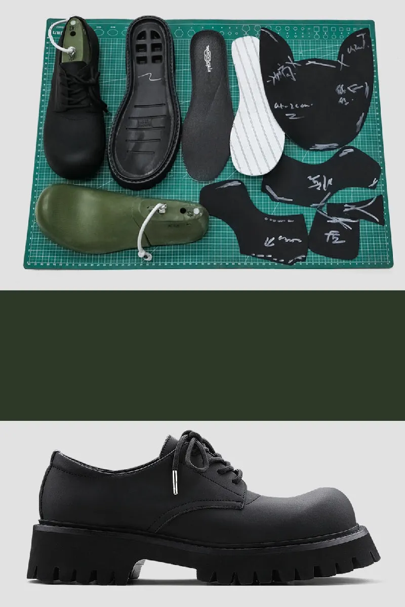 Carbon Black Derby Platform Shoes