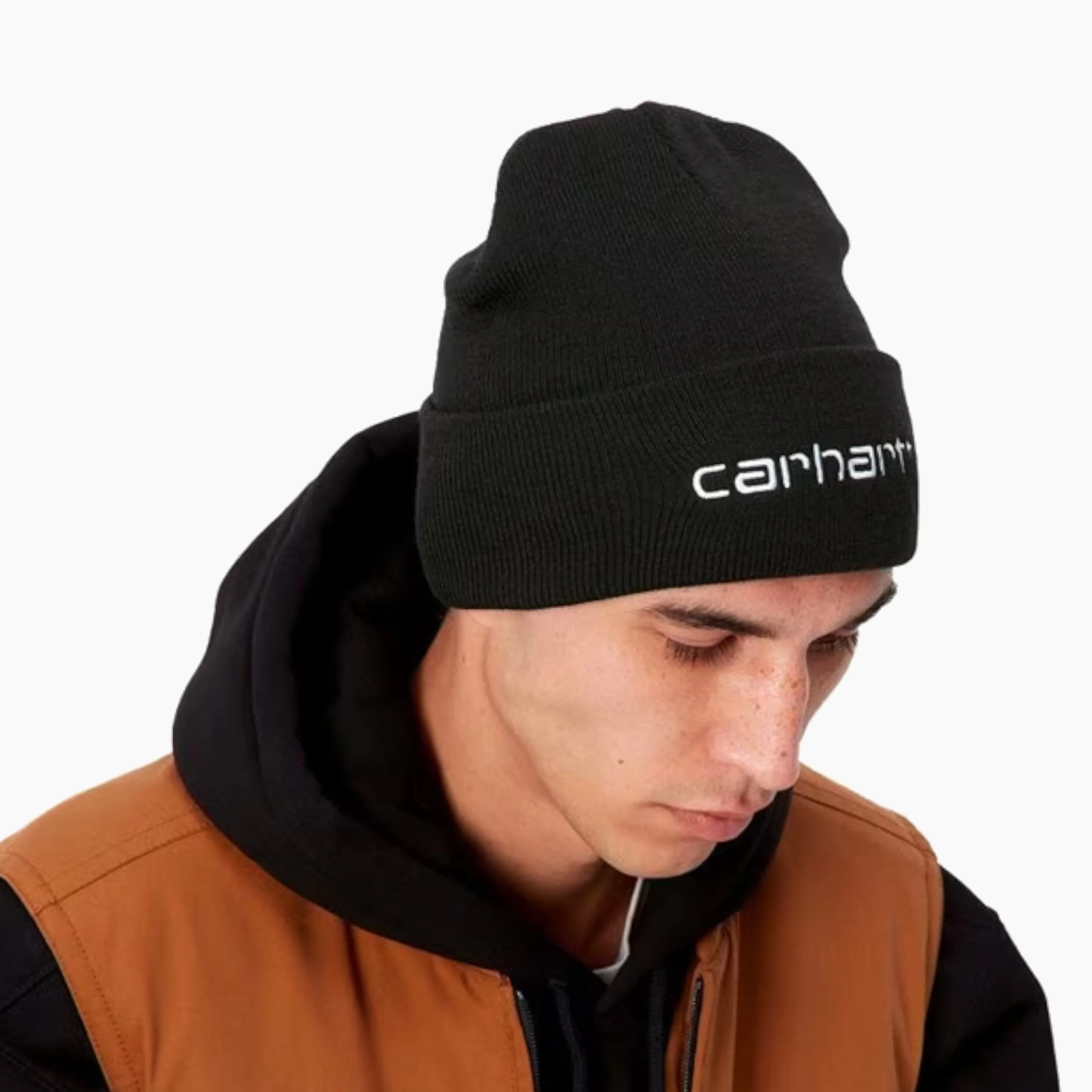 CARHARTT WIP SCRIPT BEANIE BLACK AND WHITE - I030884