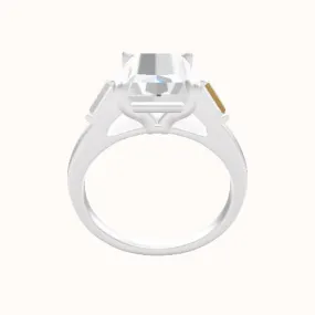 Cathedral Band with Baguette Sidestones Engagement Ring With Standard Four Prong Head