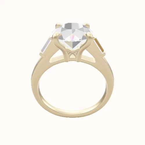 Cathedral Band with Baguette Sidestones Engagement Ring With X Gallery Head