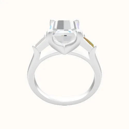 Cathedral Band with Tapered Baguette Sidestones Engagement Ring With Four Prong Head