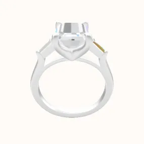 Cathedral Band with Tapered Baguette Sidestones Engagement Ring With Four Prong Head