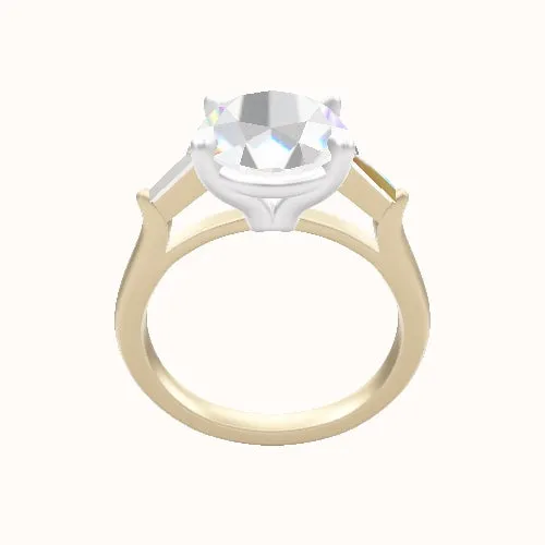 Cathedral Band with Tapered Baguette Sidestones Engagement Ring With Standard Four Prong Head