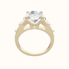 Cathedral Band with Trapezoid & Tapered Baguette Sidestones Engagement Ring With X Gallery Head