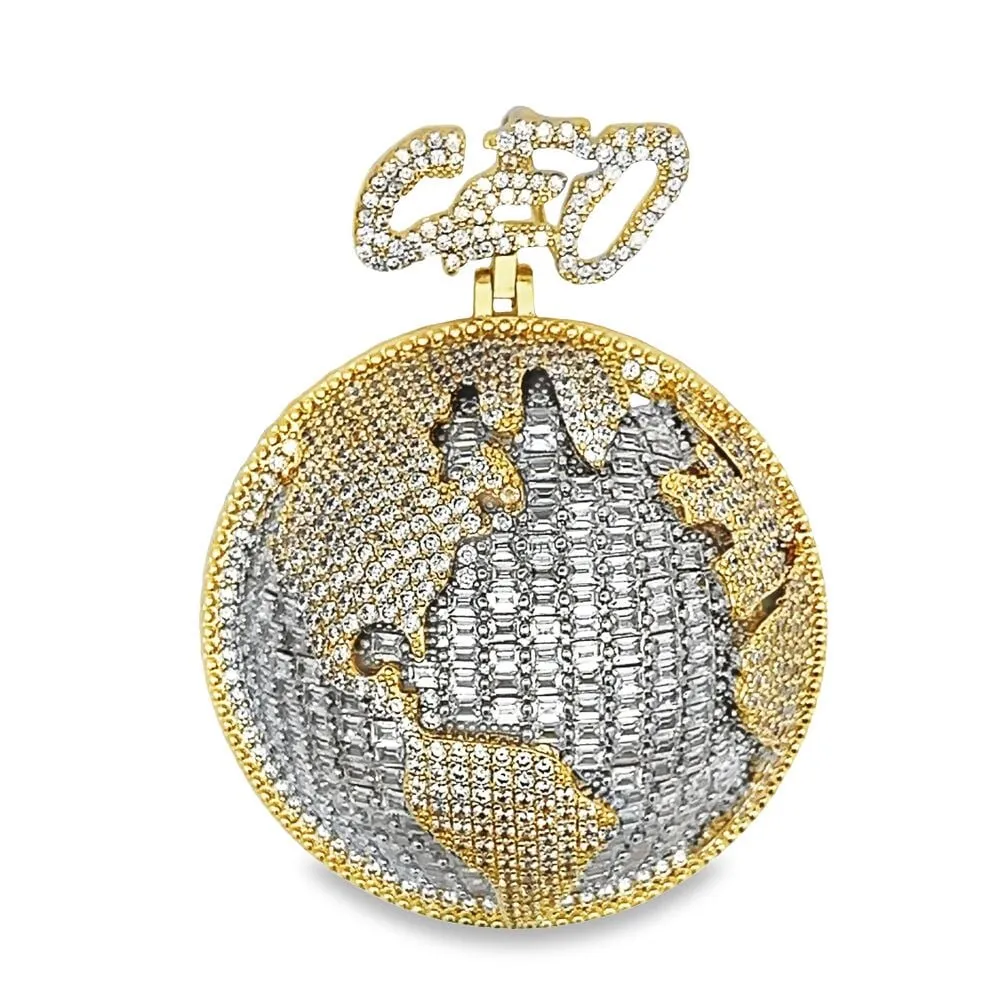 CEO Baguette World CZ Hip Hop Iced Out Pendant