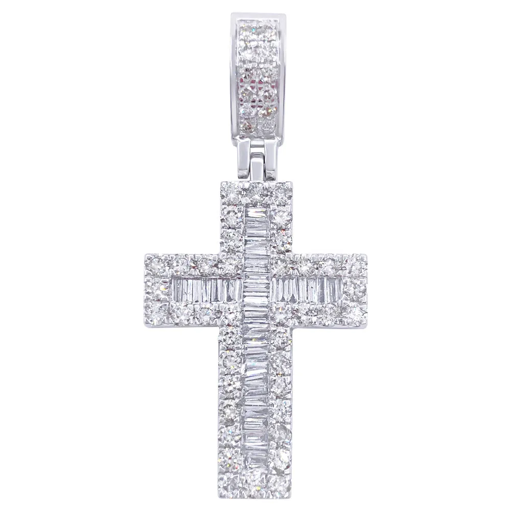 Channel Baguette Cross 1.80cttw Diamond Pendant 10K Gold