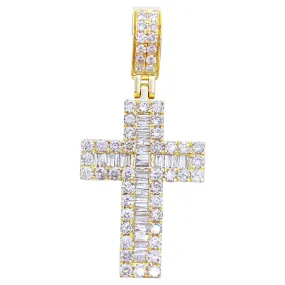 Channel Baguette Cross 1.80cttw Diamond Pendant 10K Gold