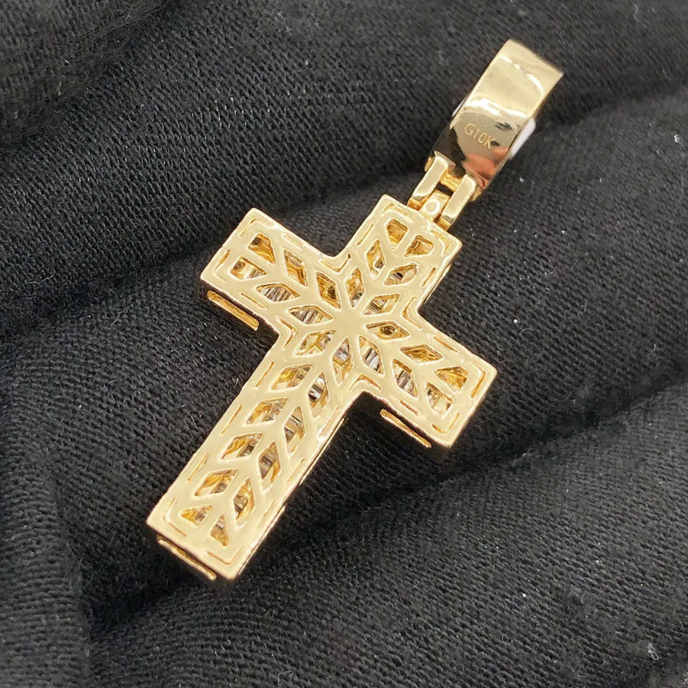 Channel Baguette Cross 1.80cttw Diamond Pendant 10K Gold