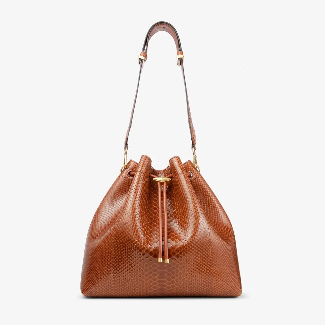 Cinch L Copper Python Handbag