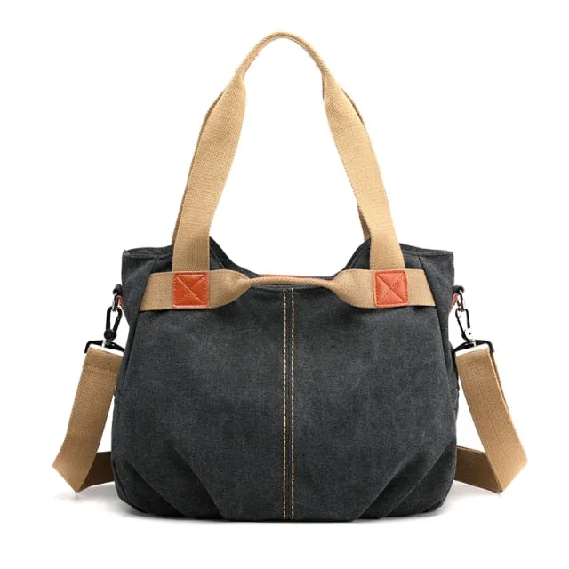 Classic handbag of hand and canvas shoulder for women | Bronbags ©