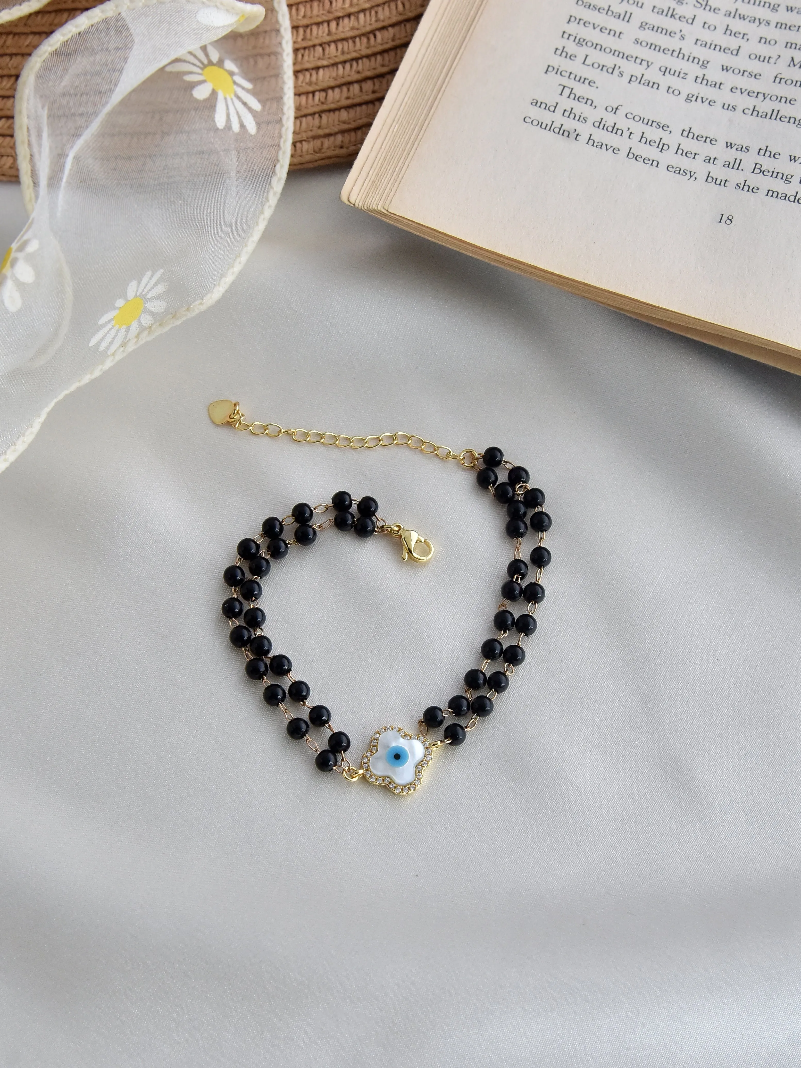 Clover Double Layer Evil Eye Mangalsutra Bracelet